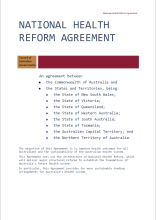 National Health Reform Agreemen National Health Reform Agreement Cover