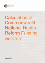 Calculation of Commonwealth National Health Reform Funding 2017-2020 cover